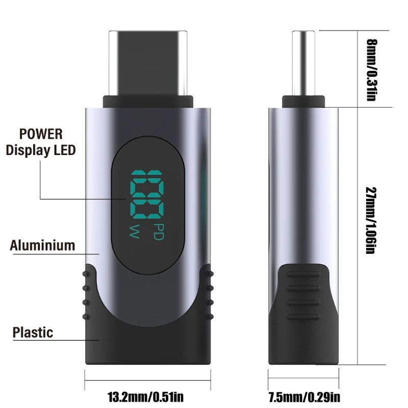 2023 شاشة LED جديدة محول موسعات USB C 100 وات شحن سريع للأجهزة شاحن USB C