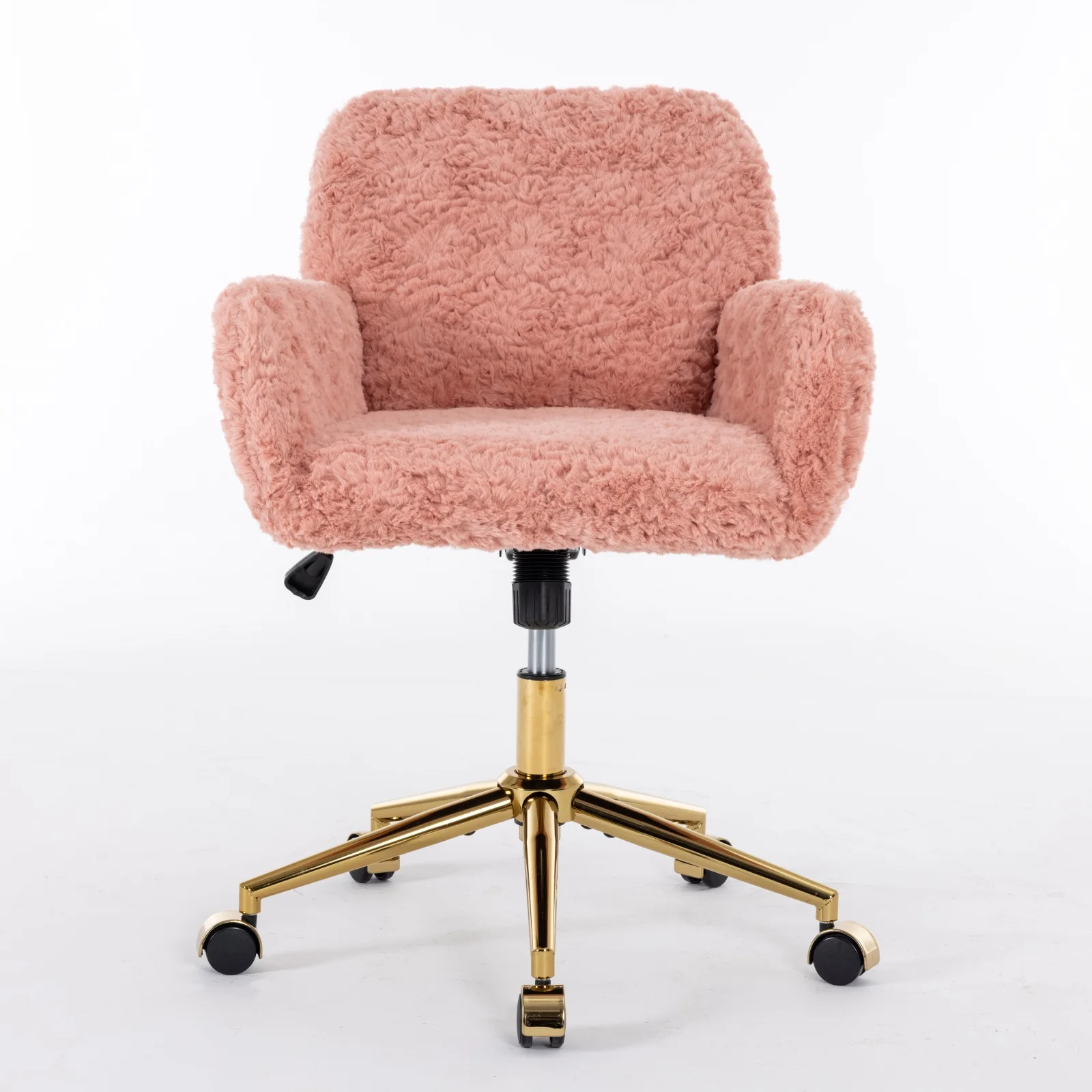 Furniture Office Chair,Artificial rabbit hair Home Office Chair with Golden Metal Base,Adjustable Desk Chair Swivel Office Chair