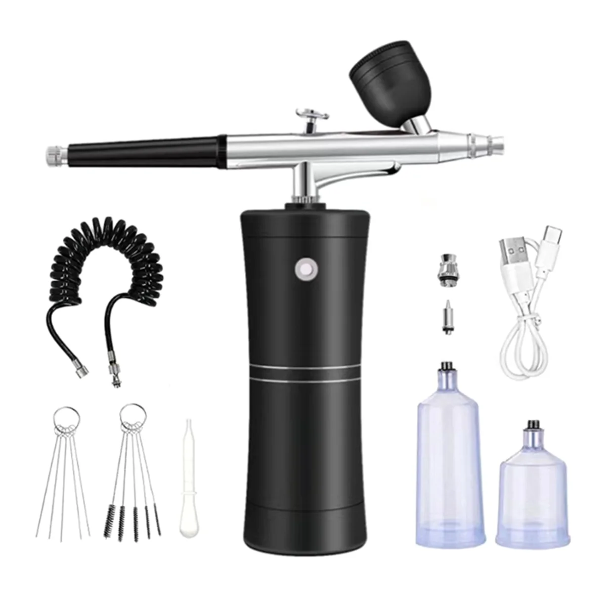 

Airbrush Kit Cordless Mini Airbrush with Compressor Set with 0.3mm Nozzle Portable Spray Facial Makeup Oxygen Machine A