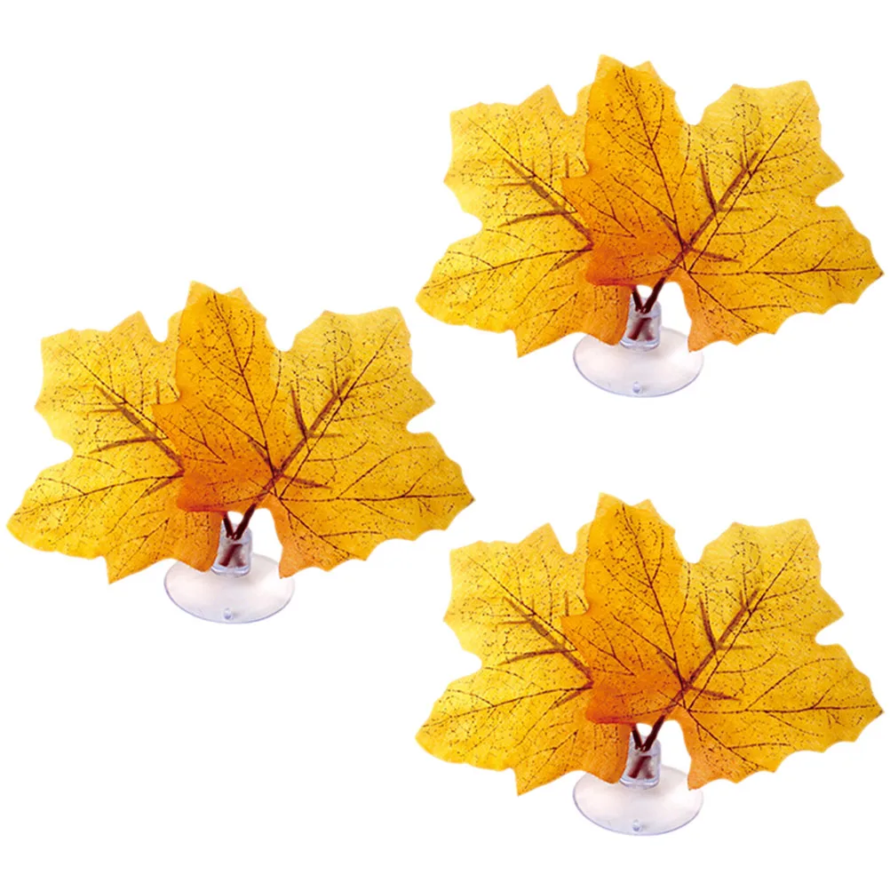 

3Pcs Maple Leaf Aquarium Fake Plants Decorative Wear Resistant Replacement Faux Aquarium Decors Fake Plant Decorative Faux Plant