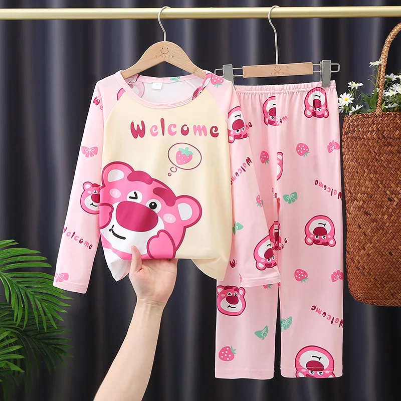 2023 Spring And Autumn Set New Jacquard Children's Pajamas Cartoon Long Sleeve Pants Girls' and Boys' Summer Wear