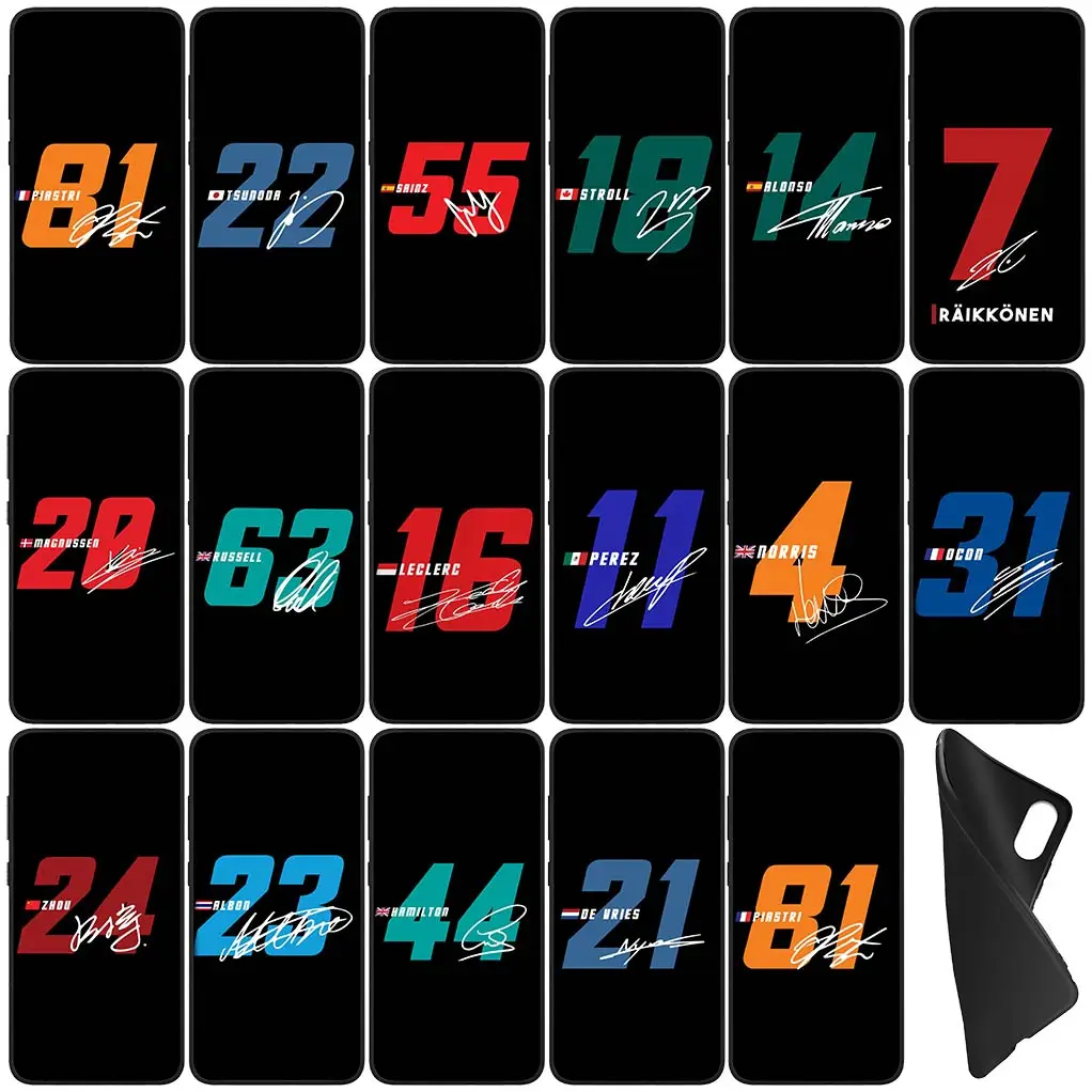 Formulas No 44 63 23 22 16 55 1 F1s Number Racing Case for Samsung Galaxy S24 S23 Fe Ultra Plus A05 A55 A35 A24 A15 A05S M55 M15