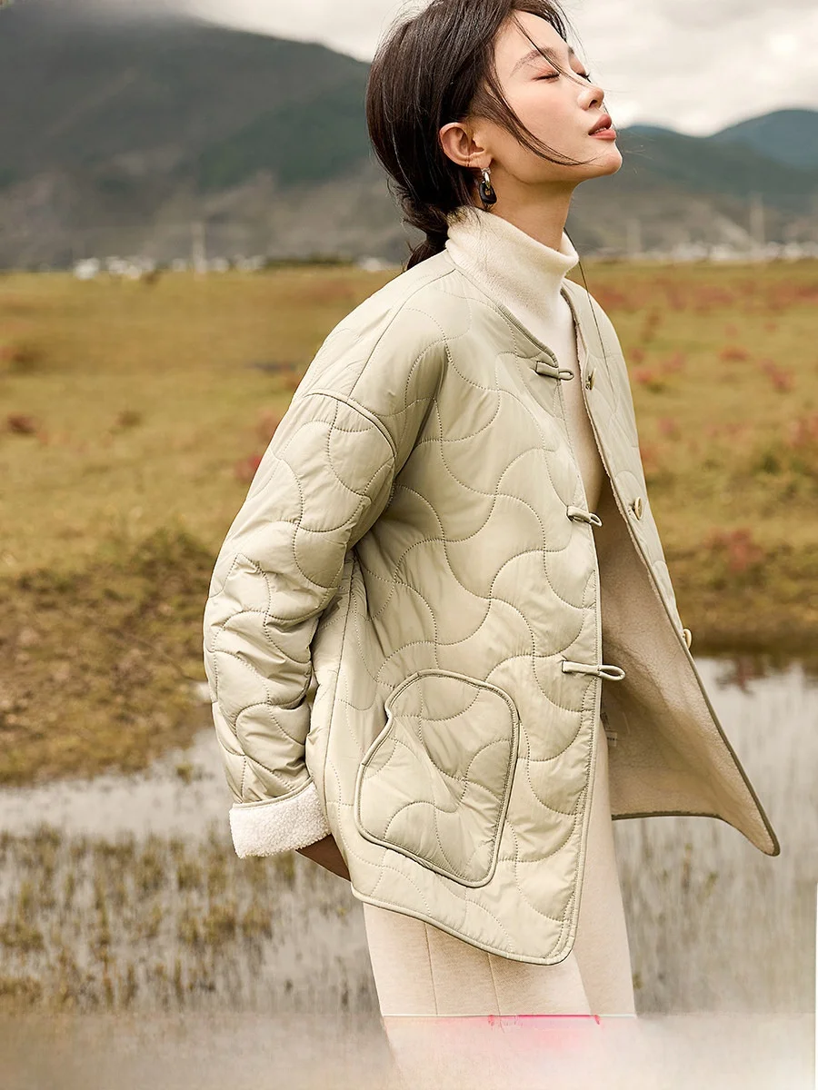 

Meh filme ort Дизайн с геометрической строчкой Женский хлопок Jaet 2025 Зима для поездок на работу Sle Корейская версия Plu Лоскутное шитье