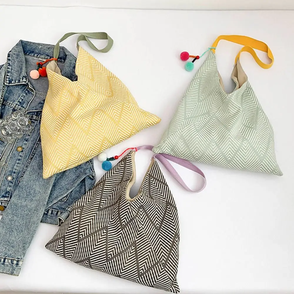 

Convenient Elegant Summer Shoulder Bag Trendy Striped Pattern Casual Woven Bag Wear-resistant Large Capacity Women Handbags Work