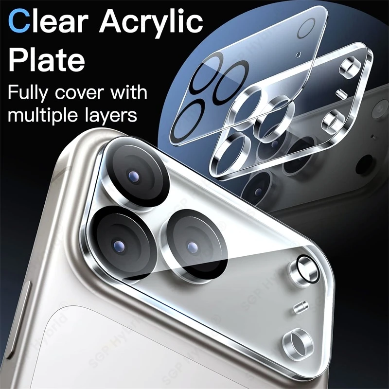 3-1Pcs 3D Curved Clear Crystal Tempered Glass Camera Lens Protector Case For iPhone17 iPhone 17 Pro ProMax 17Pro Max i Phone Air - náhled 2