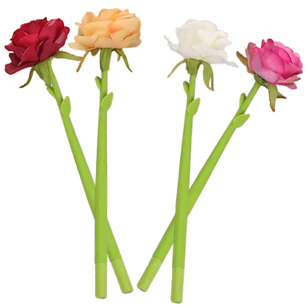 

Набор из 4 гелевых ручек с розами: легкие, для плавного письма, декоративные, с цветочным дизайном, для офиса, школы, подарка, оригинальные, с реалистичными чернилами