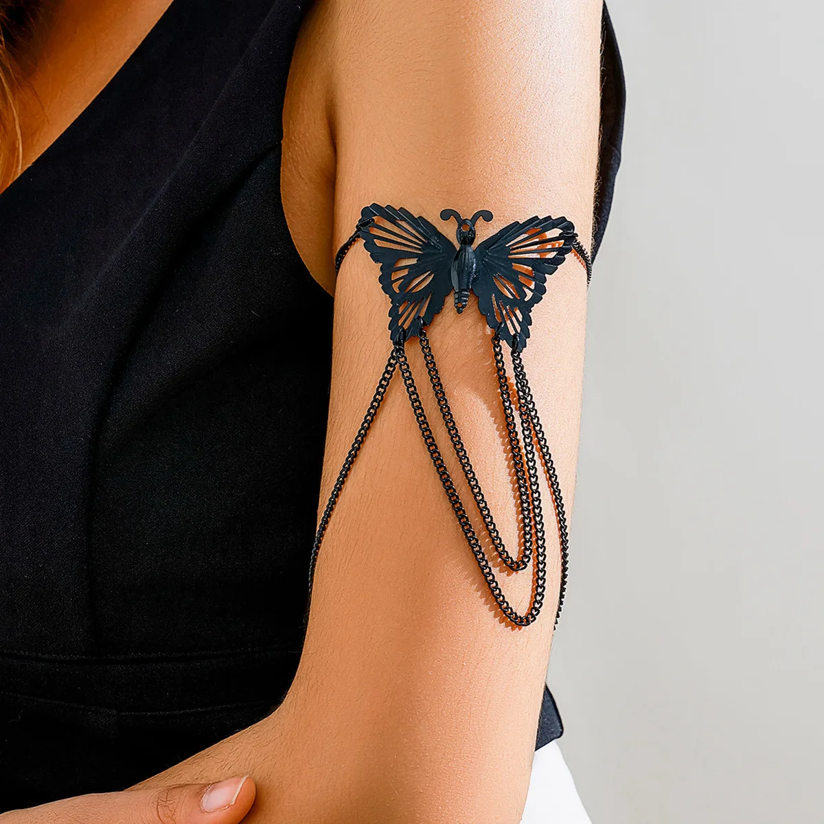 

Accessories, Metal Merry Su Chain Punk Arm Ring, Exaggerated Ladies Open Butterfly Arm Bracelet