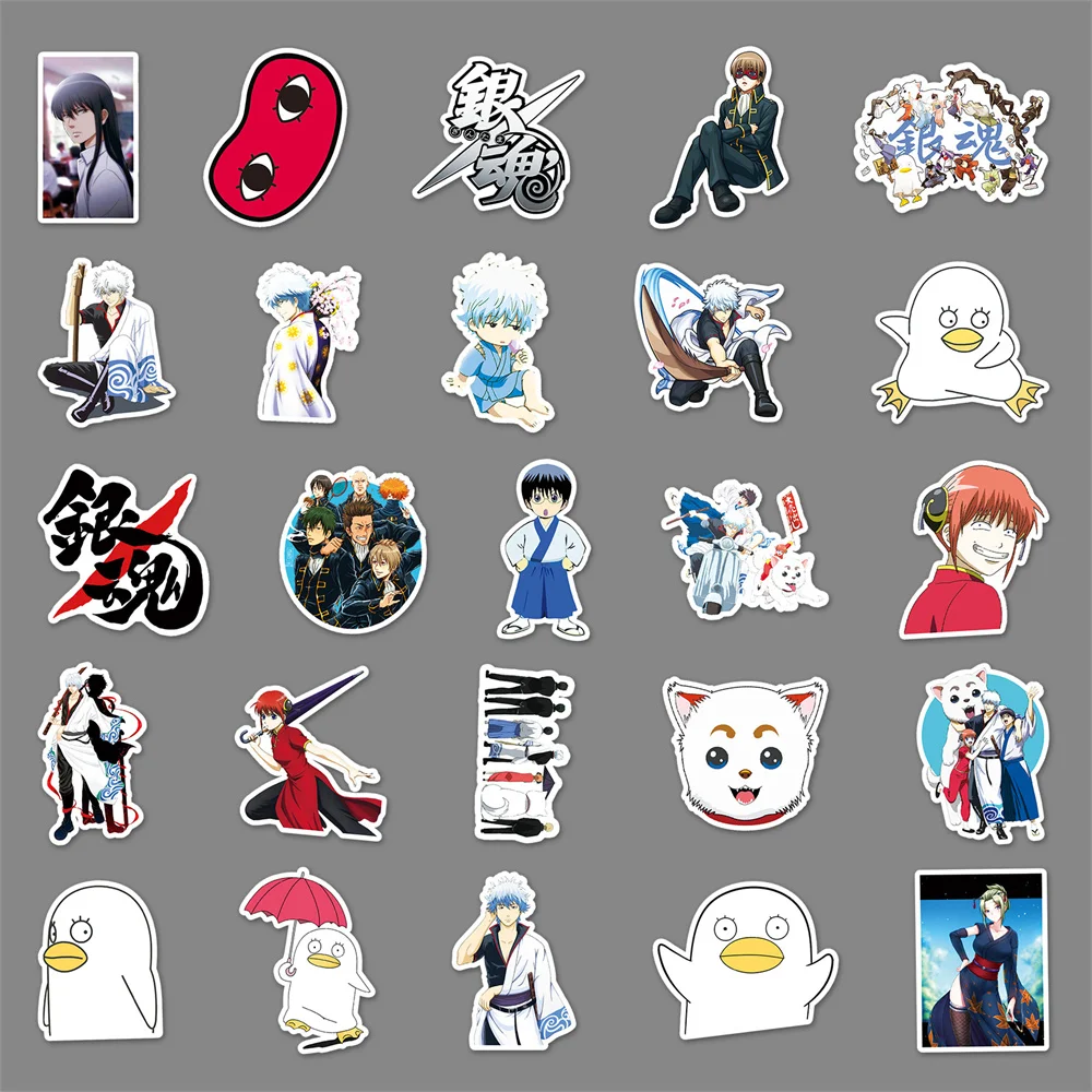 50PCS Gintama Cartoon Japanese Manga Graffiti Sticker Creative Sticker Desk Guitar Computer Waterproof  Sticker