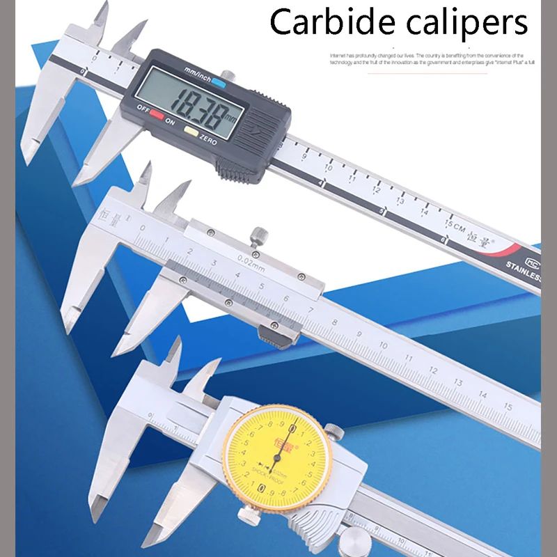 

Carbide Digital Caliper Tungsten Steel Scribing Vernier Caliper 0-150/200/300mm Wear-Resistant Scribing Premium Measuring Tools