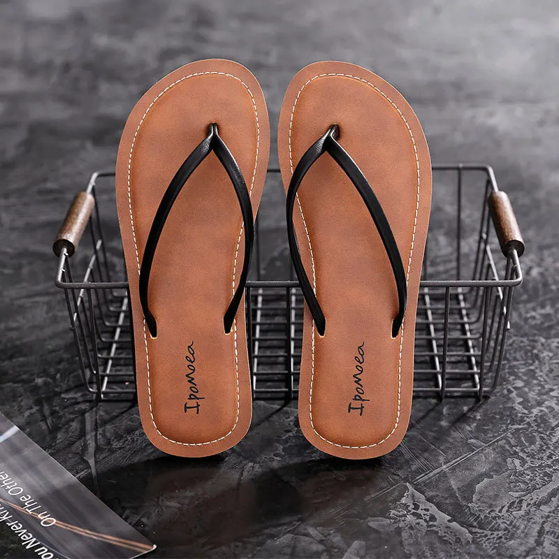 2022 New Summer Fashion Design Weave Women Beach Flip-Flops Non-Slip Flat Ladies Outdoor Soft Slippers Women\'s Simple Flip-Flop