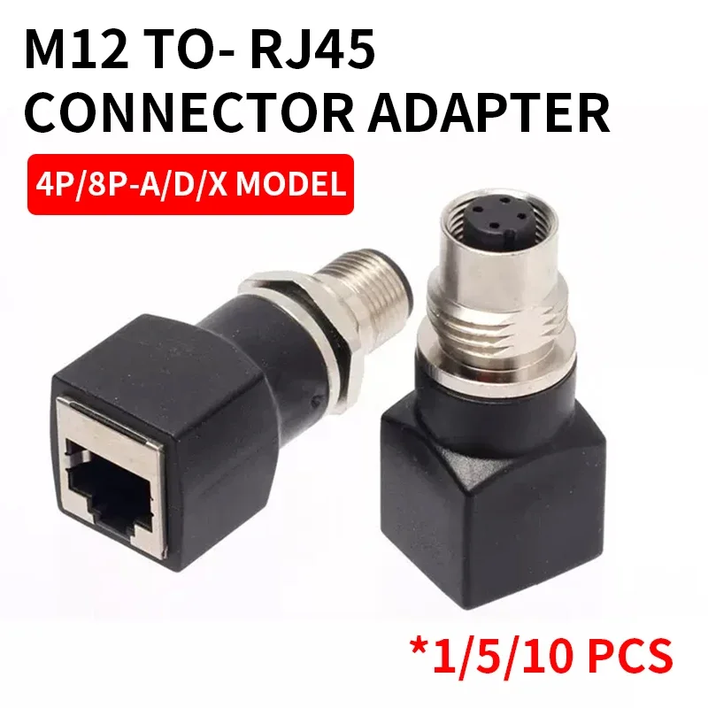 

1/5/10 Sets M12 4P D type 8 pins A type X type to RJ45 connector adapter network cable to M12 male and female socket