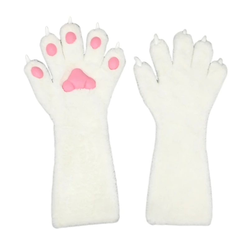 Fursuit Animal Claw Gloves for Girl Cosplay Furry Plush Paws Gloves Adult Halloween Party Dress Up Gloves Accessories