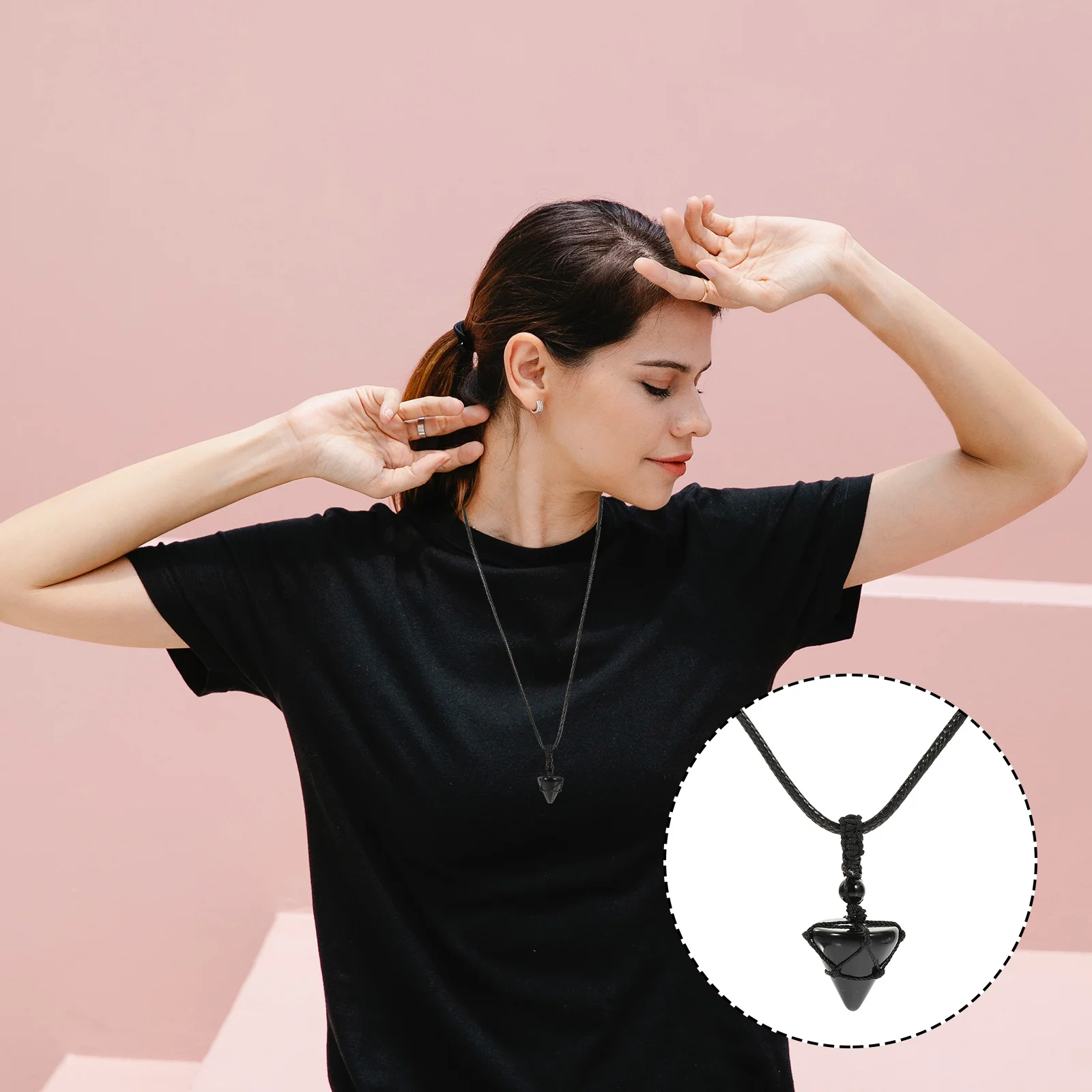 

Handmade Purple Crystal Pendant with Braided Rope Natural Gemstone Jewelry Making DIY Necklace for Women Vintage Style Decor