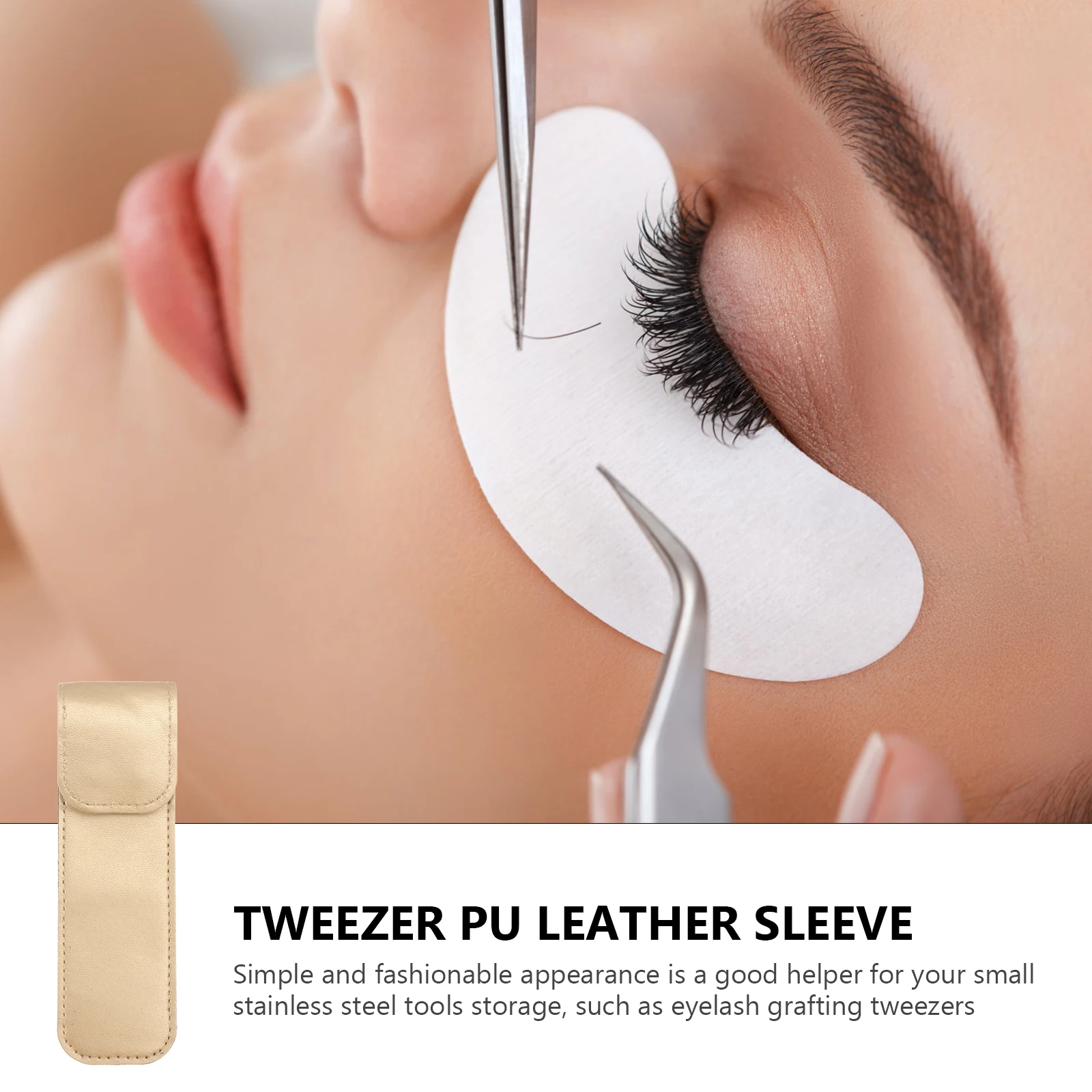 

3PCS Durable PU Leather Eyelash Grafting Tweezer Case Protective Sleeve with Smooth Finish