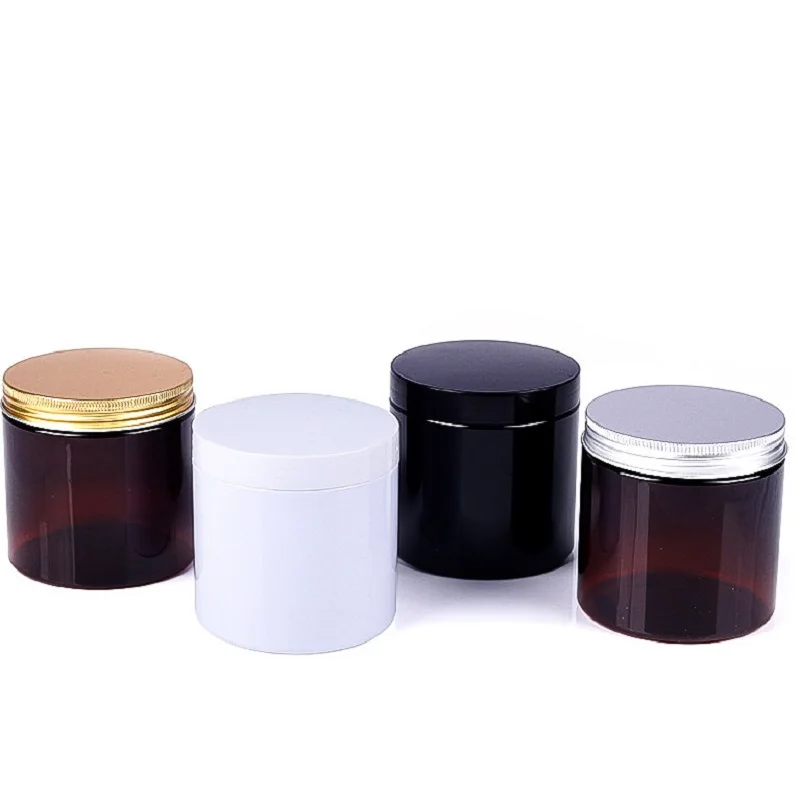 12pcs Skincare Cream Jar Clear Hair Mask Pots Plastic Cosmetic Container Black White Brown Wide Mouth Refill Bottle 89Dia. 500ml