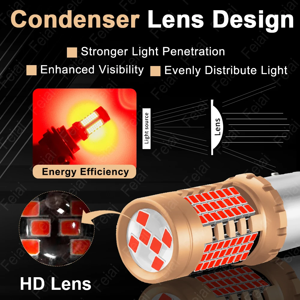 Lampu LED Canbus 1157 BAY15D P21/5W untuk Lampu Rem Belakang Mobil, Lampu Rem Strobo Merah P21 5W 1157 LED, Lampu Rem Berkedip P21/5W