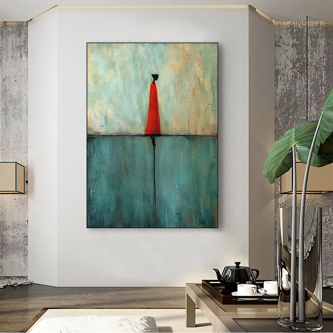 

Single Figure Oil Painting on Canvas Large Wall Art Abstract Lonely Figure Wall Art Custom Painting Modern Living Room Home Dec