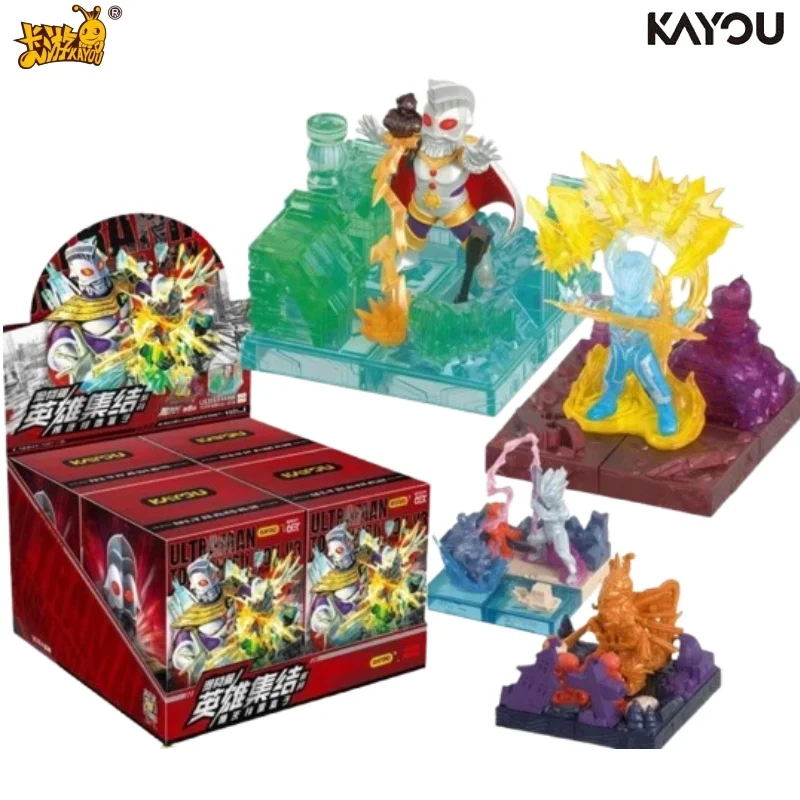KAYOU Official Ultraman Blind Box Eraser Figures Hero Gathering Vol.3 Ultra Hero Battle Pose Mini Diorama Collectible Model Toy