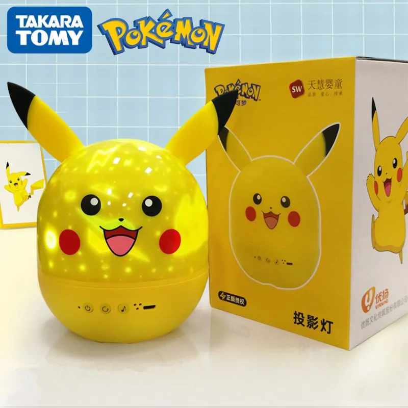 

Pokémon Pikachu Remote Control Rotating Starry Sky Atmosphere Projection Lamp Bedside Night Light Decorat For Bedroom Decor Gift