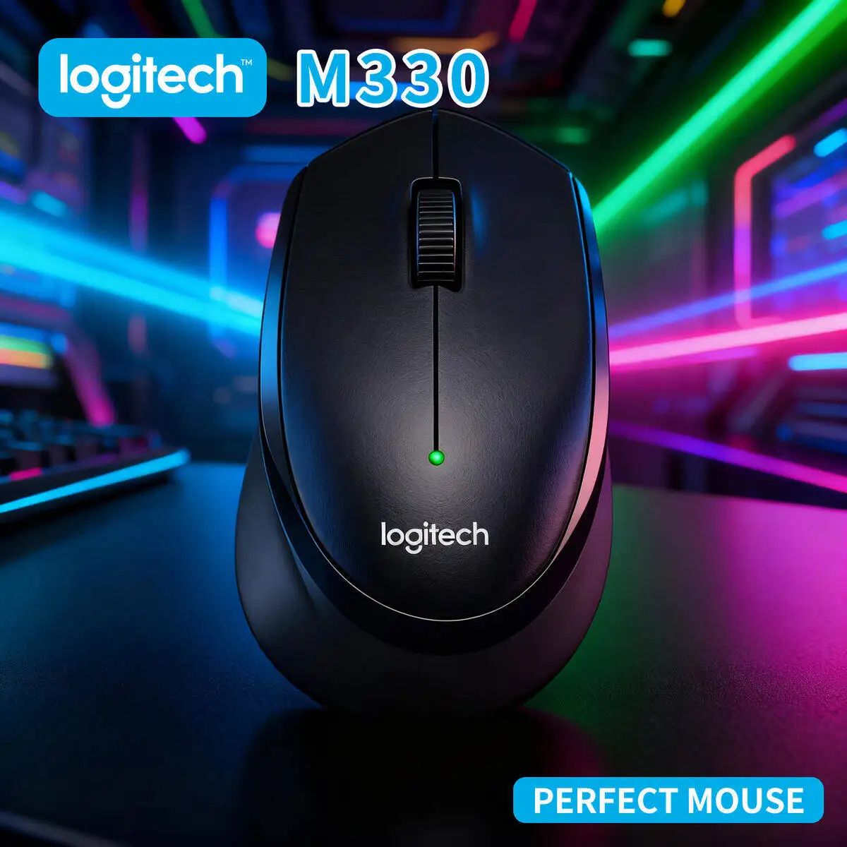 لوجيتك M330 2.4 جيجا هرتز ماوس صامت لاسلكي 1000 ديسيبل متوحد الخواص USB نانو استقبال قبضة مريحة لمكتب المنزل الكمبيوتر المحمول