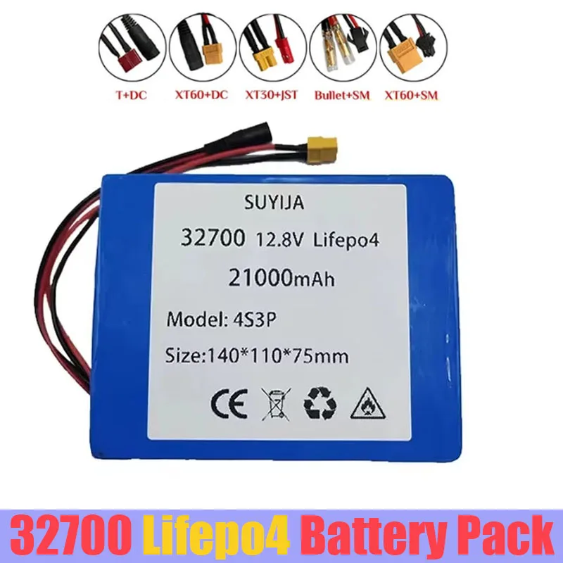 32700 Lifepo4 Battery Pack 4S3P 12.8V 21000mAh Built-in 40A Same Port Charge and Discharge Balanced BMS 12V Power Supply Lifepo4