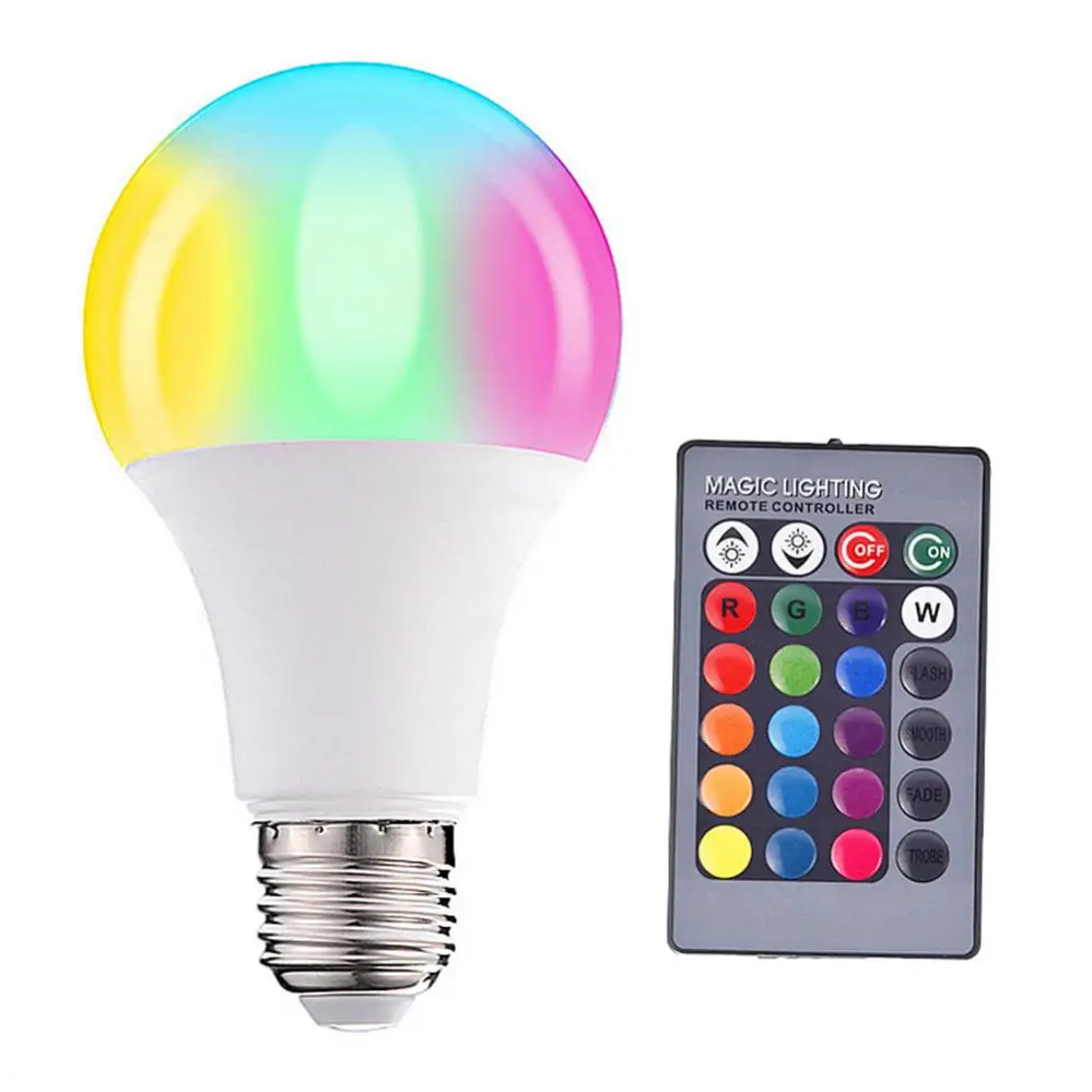 E27 Smart Lamp Blub RGBW Light Bulb LED Color Change Dimmable Blub with Remote Control LED Home Decorative Light