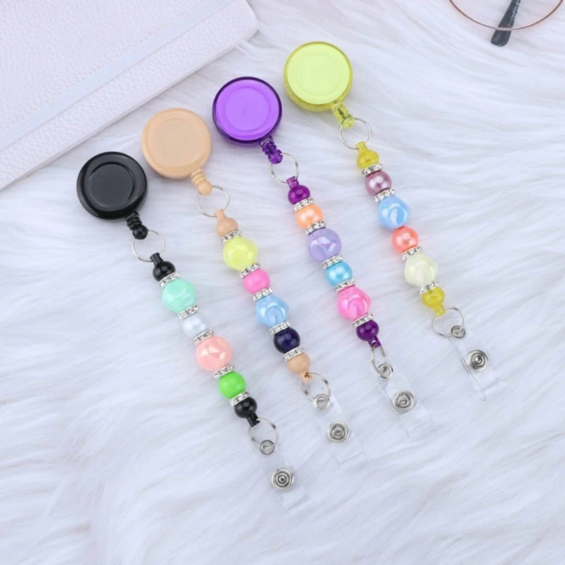 Fashionable Keychain with DIY Beads Metal Easy to Pull Buckles Key Decorations image 4