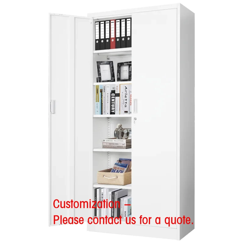 custom.Modern 2-Door Tall Metal Storage Cabinet Adjustable Shelves Steel Filing Cabinet Outdoor School Warehouse Home Office