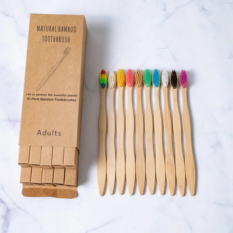 1pcs Eco friendly Bamboo Toothbrush Soft Bristles Biodegradable Plastic-Free Adults Toothbrush Bamboo Handle Brush