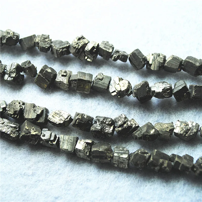 1 STRING Nature Pyrite Chips Natural Mine For Charms Bracelets Making Jewelry Findings DIY Beads 4-6MM 1 Strings 15.5Inches