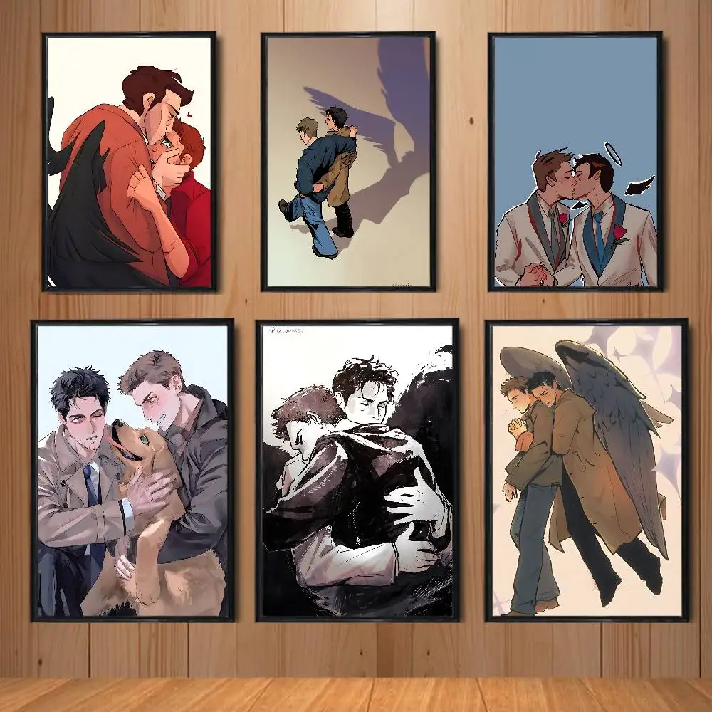 Manga-style illustration Destiel Poster HD Art Sticky Wall Waterproof Home Living Room Bedroom Bar Aesthetic Decoration
