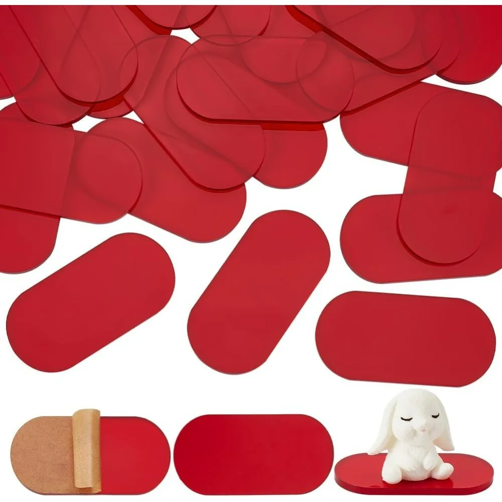 

30 PCS Oval Acrylic Miniature Bases 1.9x0.9inch Dark Red Acrylic Mini Oval Base 2.7mm Thick Blanks Miniature Bases Acrylic