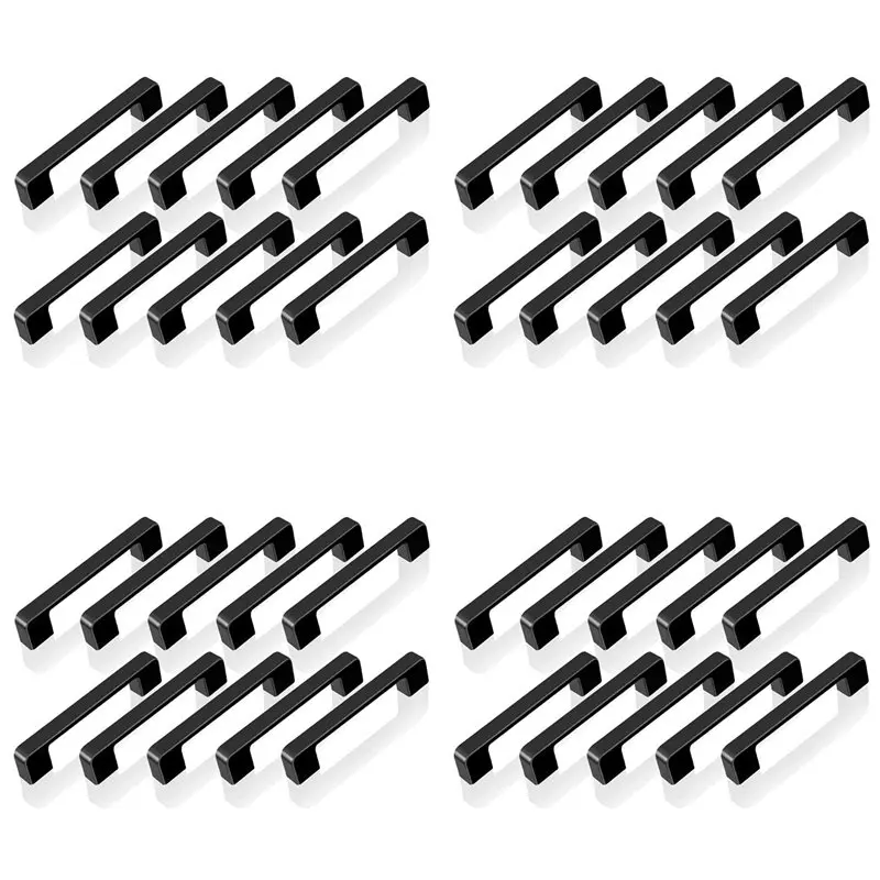 Y50A-40Pcs Black Handles For Furniture Cabinet Knobs And Handles Kitchen Handles Drawer Knobs Cabinet Pulls 96Mm