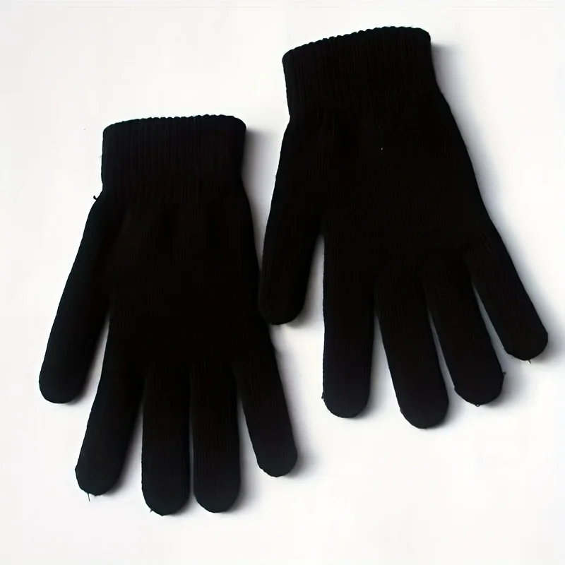 A Set of 6 Pairs of Randomly Colored Gloves for Women, Winter Universal Thickened Fleece-Lined Warm Outdoor Cycling Gloves, Black Knitted Simple Trendy Gloves