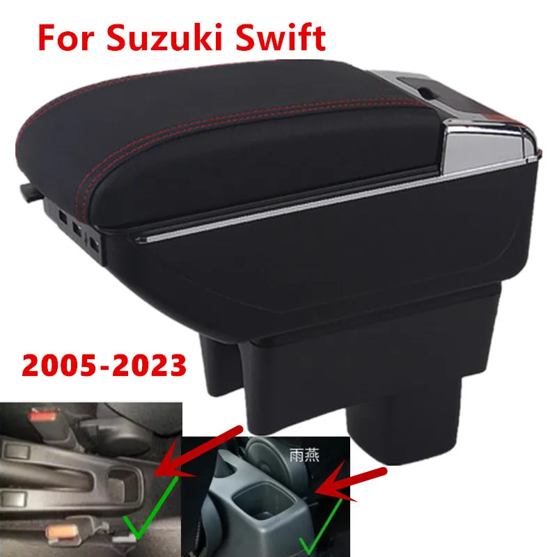 NEW For Suzuki Swift Armrest box 2005-2023 Center Centre Console New Storage Box Large Space Dual Layer USB Charging