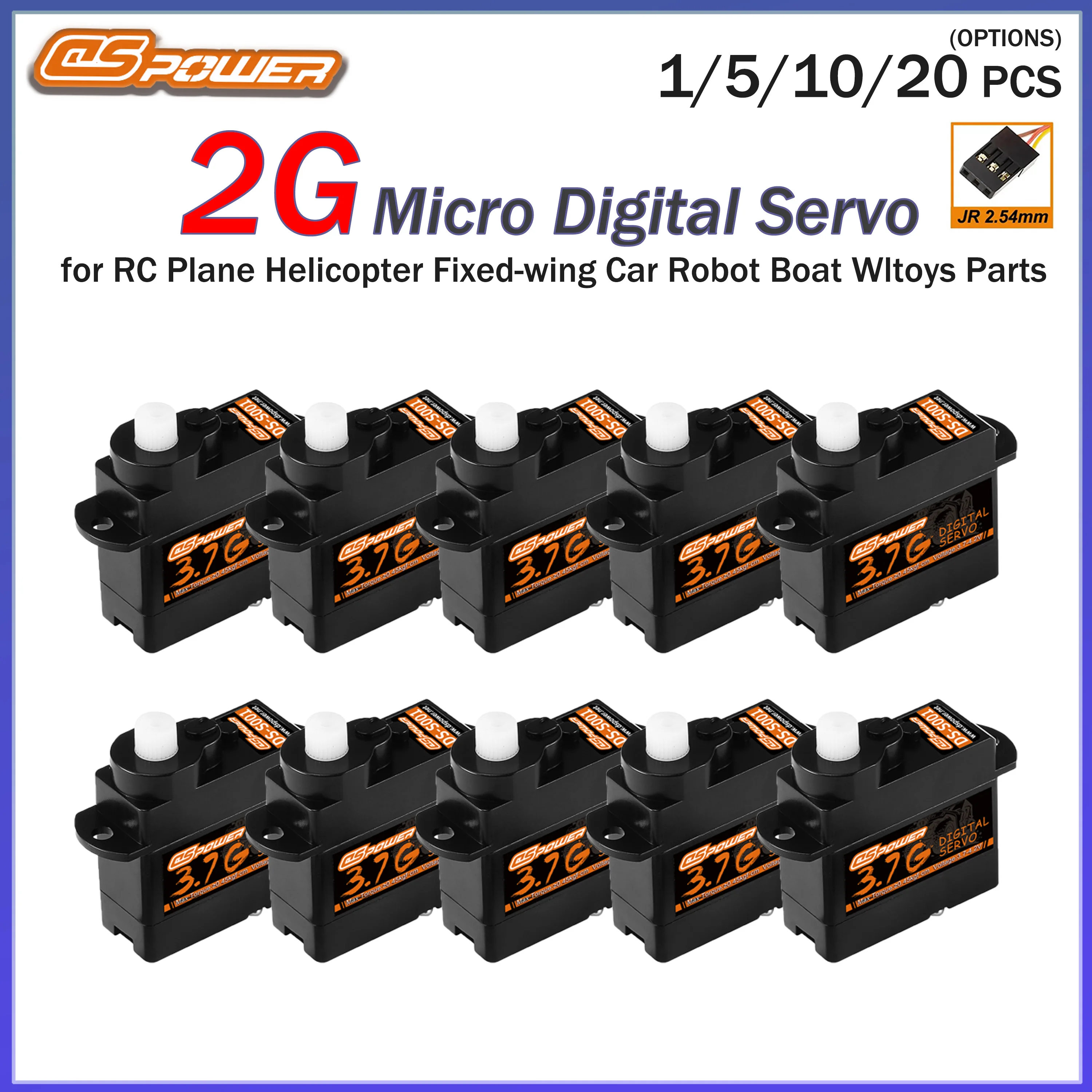 1/5/10/20pcs Dspower 2G Mini Digital Servo 0.3kgf.cm 3.7~4.2V for RC Plane Helicopter Fixed-wing Car Robot Boat Wltoys K969 K989