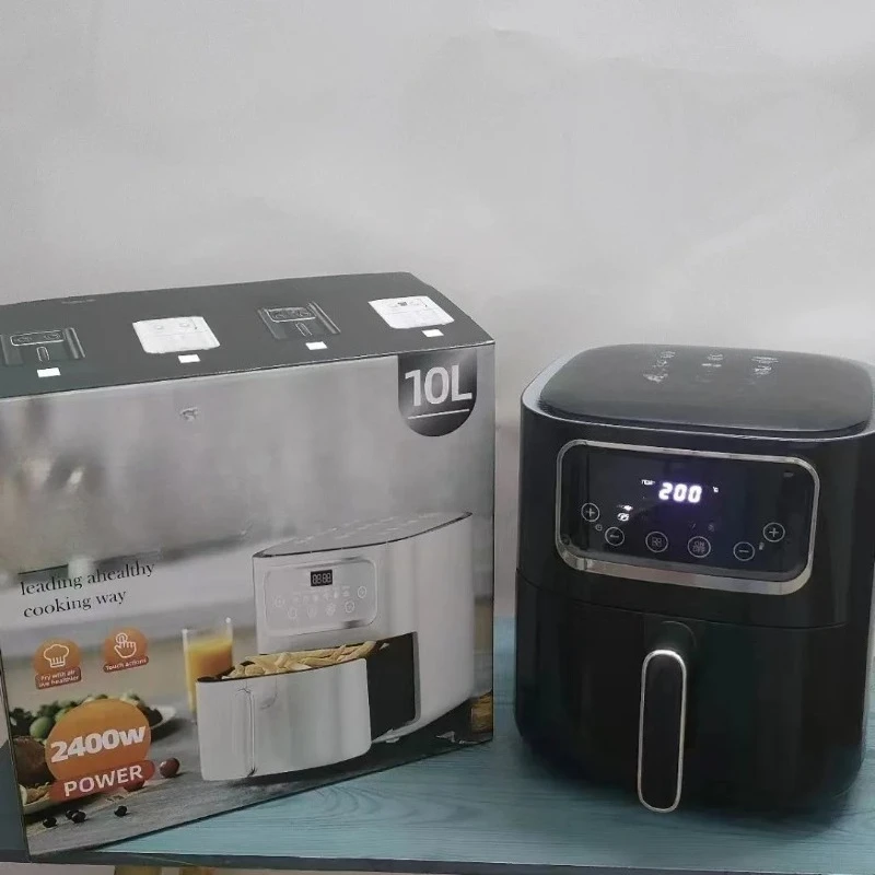 مقلاة كهربائية ذات سعة كبيرة 10 لتر، ماكينة بطاطس مقلية مربعة حديثة، مقلاة هوائية منزلية ذكية تعمل باللمس