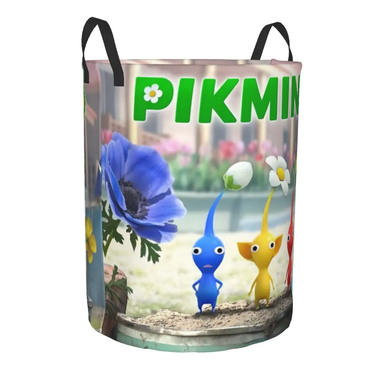 Custom Pikmins 4 Strategic Video Games Laundry Basket Foldable Large Clothing Storage Bin Cartoon Pikmins Baby Hamper