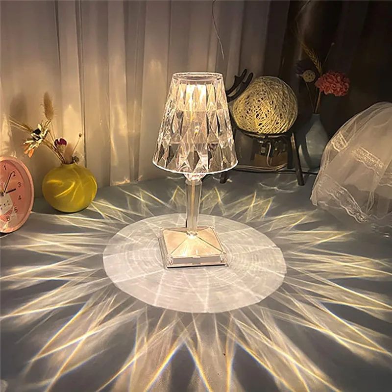 Touch Sensor Diamond Table Lamp Remote Acrylic Desk Lamps LED Crystal Decoration Night Light For Bedroom Bedside Bar