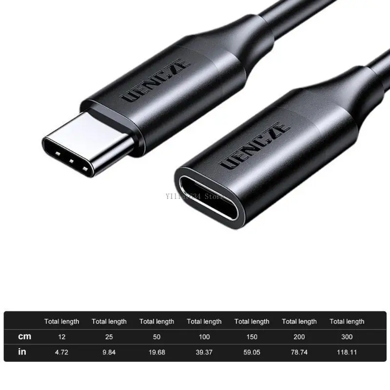 كابل تمديد USB C متين لنقل البيانات بسرعة 20 جيجابت في الثانية وإخراج فيديو بدقة 4K متوافق مع الأجهزة المختلفة