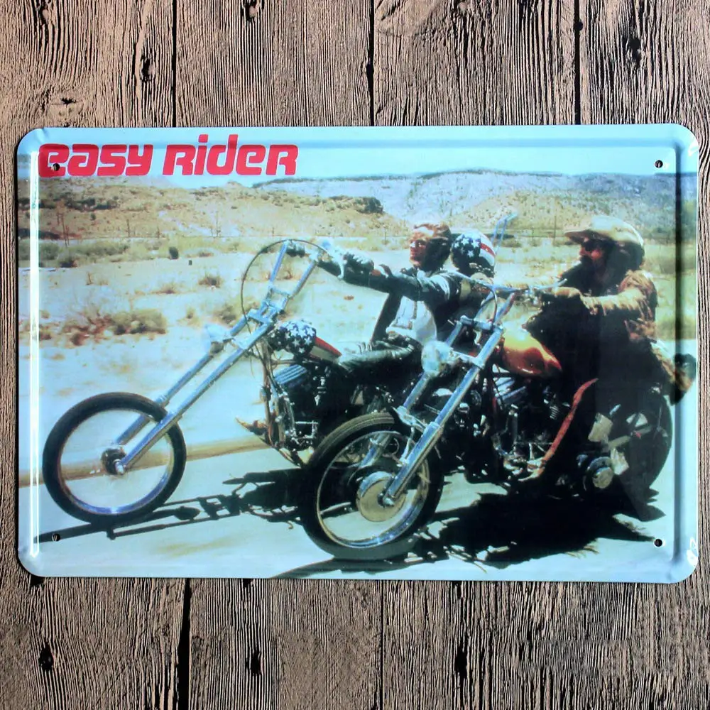 Free Pintree Original Retro Design Easy Rider Tin Metal Signs Wall Art | Thick Tinplate Print Poster Wall Decoration for Ga sign