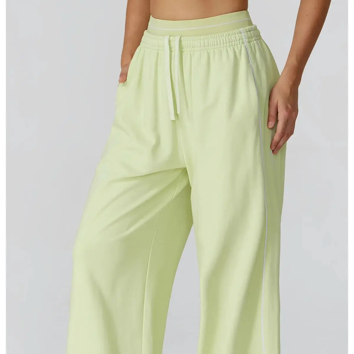 Color Blocking Versatile Sports Pants Women Loose High Waisted Straight Leg Pants Women with Pockets Outdoor Casual Running Pant