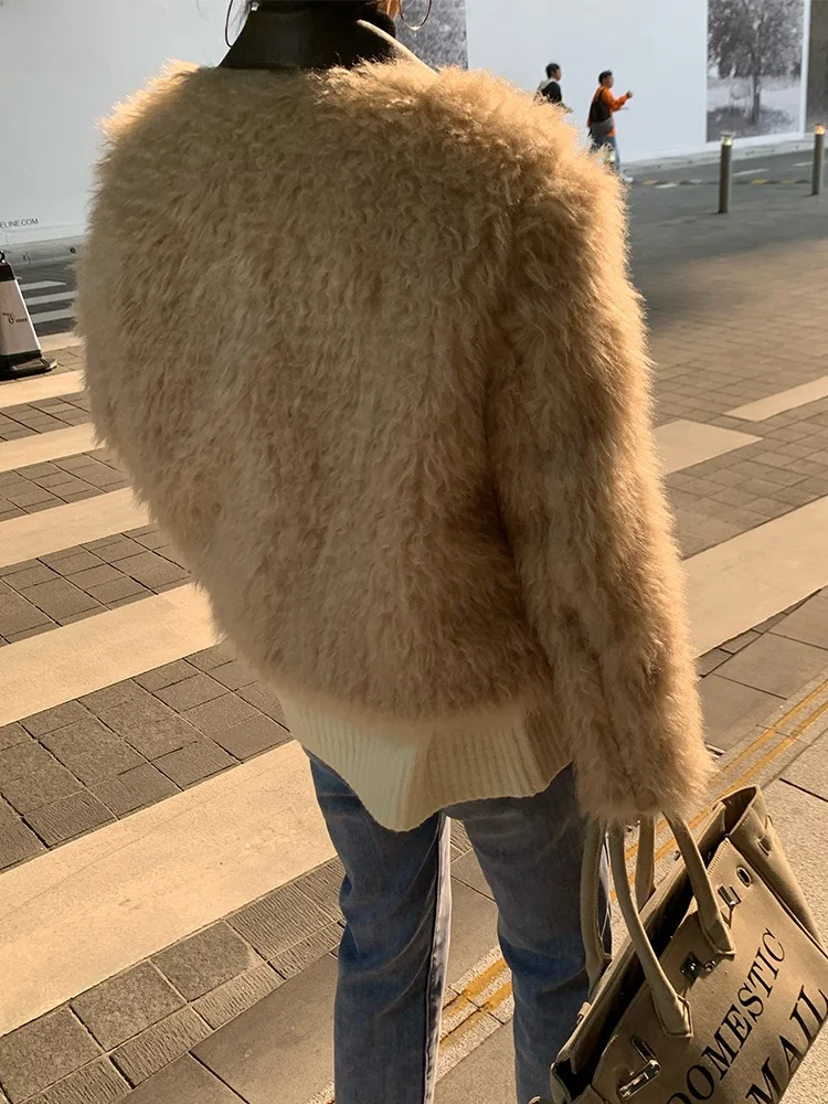 영 스타일 양털 재킷 202 신상 여성 의류 패치워크 긴 소매 코트 영국 출퇴근 스타일 레귤러 길이