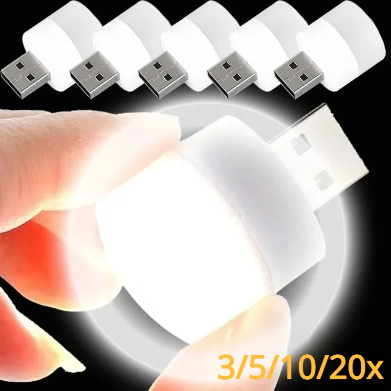 3/5/10/15Pcs Led Light Mini USB Night Light Lamp Warm White Eye Protective Book Reading Lamp Lighting Lamps Bedroom Lights Room