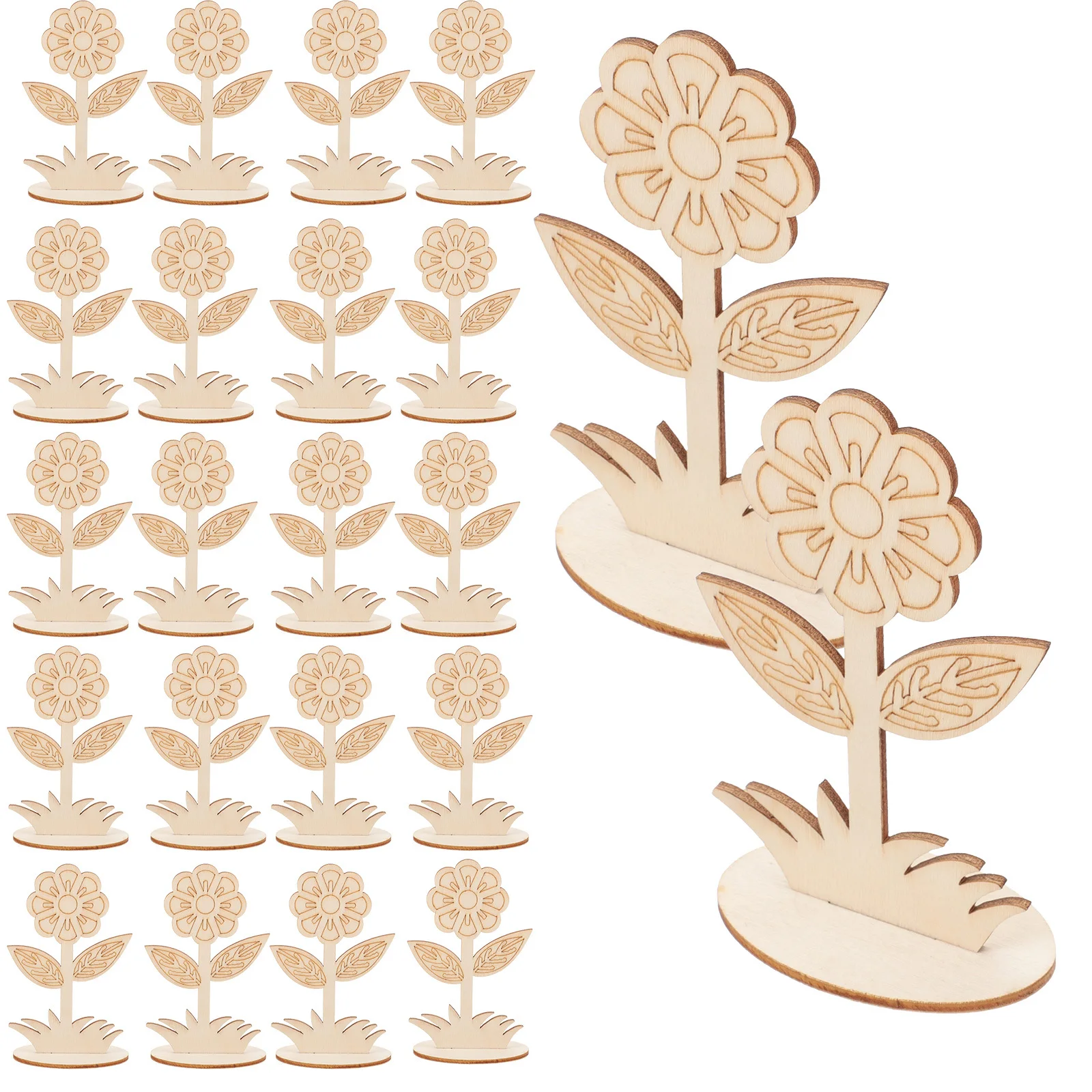 

20Pcs Wood Flower Slices Blank Floral Cutouts DIY Painting Craft Rustic Home Wall Door Decoration Wooden Floral Cutout
