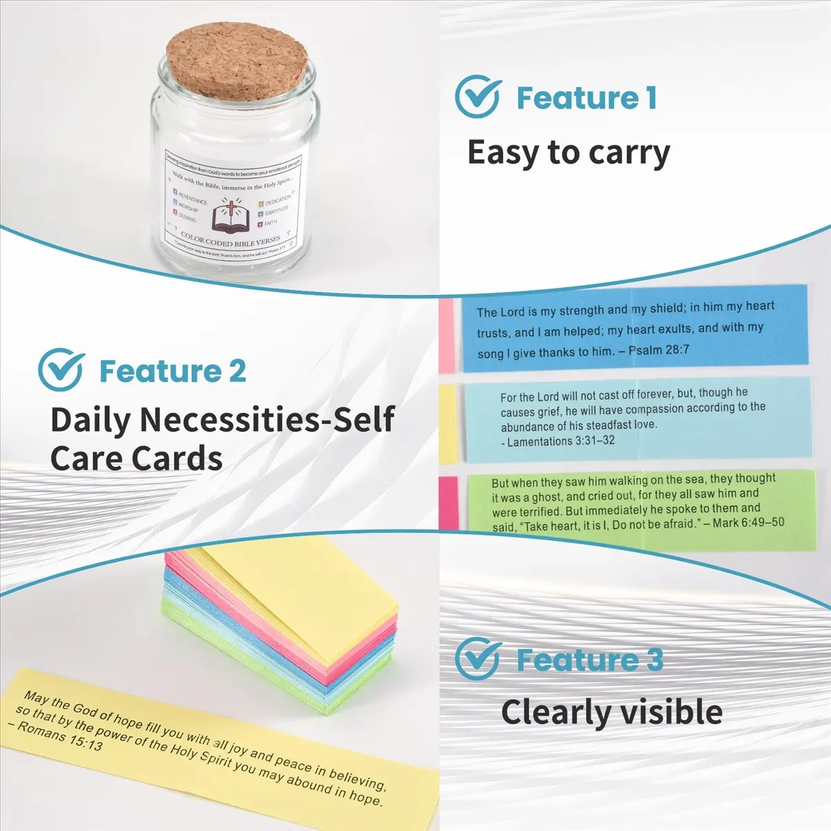 A72P Bible Verses in A Jar,Read Me When Bible Verses Jar for Emotions and Feelings,Glass Scripture Prayer Jar with Coloring B