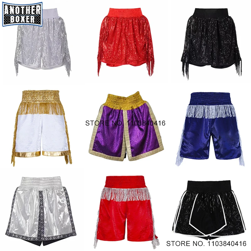 

Boxing Shorts High Quality Muay Thai Shorts Men Women Kid Sequin Tassel Martial Arts MMA Trunks Grappling Fight Kickboxing Pants