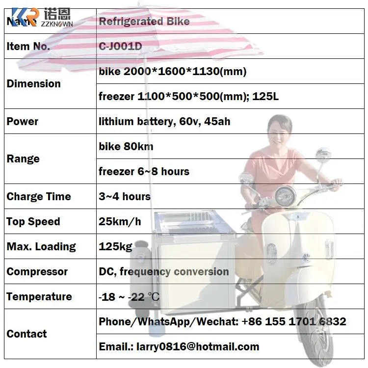 Kiosque à crème glacée mobile pour moto électrique, pare-soleil pour congélateur, nouveau design 2023