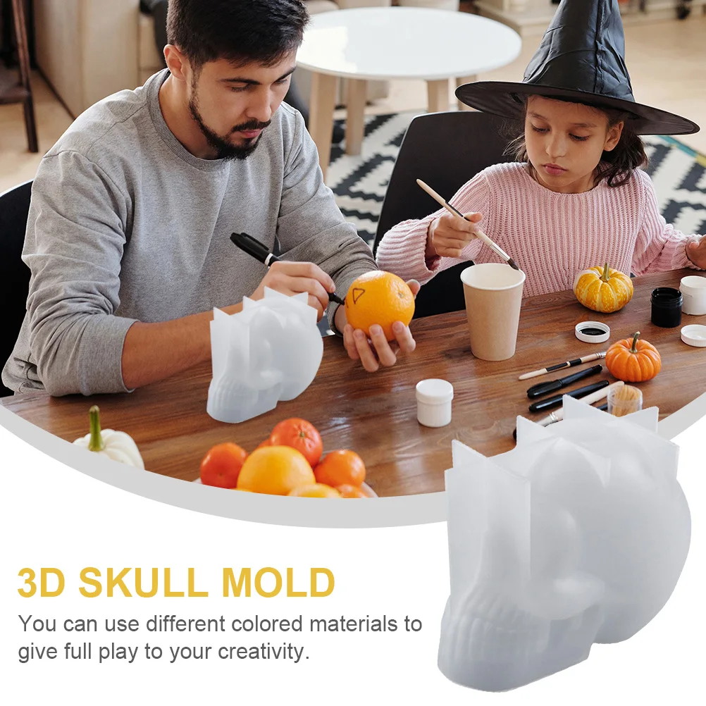 

Silicone Skull Mold 3D Epoxy Casting Halloween Decor Large Layers Creative DIY Projects Polymer Clay Silicone Skull Mold
