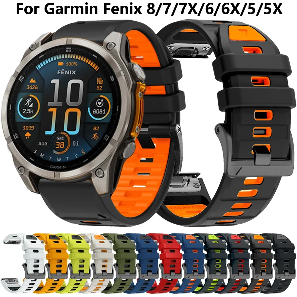 26mm 22mm Screw Buckle Strap For Garmin Fenix 8 E 7X 7 6X 6 Pro 5X 5 Plus Silicone Band Epix Pro Gen 2 47mm 51mm 955 Enduro 3 2